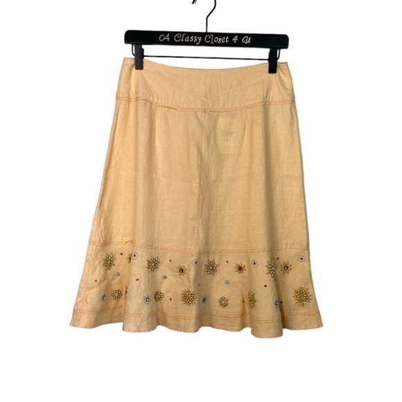 J.Jill Linen Peach Linen A-Line Skirt 4P - Picture 3 of 14